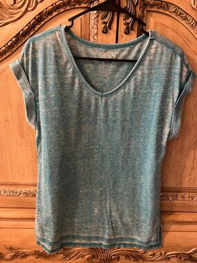 BRISAS - Sea Blue - High - Low - Burn out short sleeved Tee - Small - NWOT
